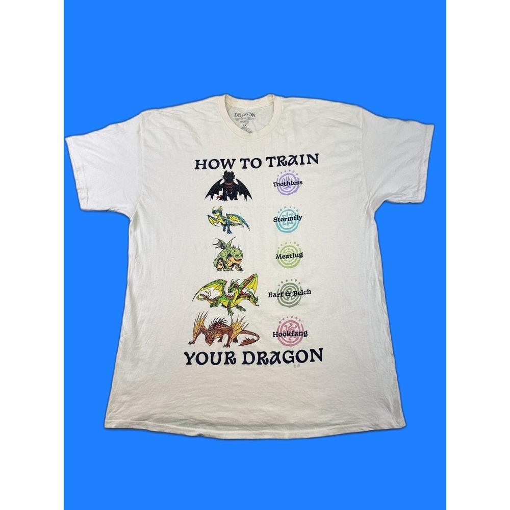 Hybrid Apparel Toothless Graphic Tee 2X Off White 100% Cotton Crewneck Short Men